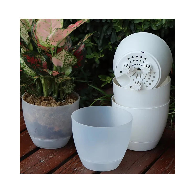 6Inch Yard Garden Plant Succulent Pots Plastic Seedling Flower Planter Clear Automatic Self Watering Pot