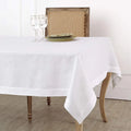 Luxury White Rectangular Designer Linen Table Cloth Handmade for Restaurant Party Hotel Graduation Wedding Events