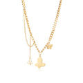 Stocks Selling INS Style Stainless Steel Jewelry Romantic Butterfly Charms Necklace 18K Gold and Silver Plated Chains Necklace
