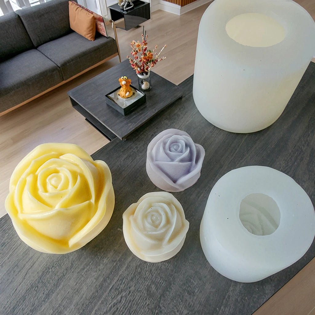 Factory Sales Homemade Aromatherapy Candle Flower Mold Candle Making 3d Silicone Rose Candle Silicone Mold