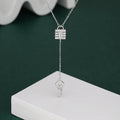 Hot Sale Ladies Light Luxury Jewelry 925 Sterling Silver Tassel Lock and Key Necklace  14k Gold Lock Necklace