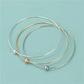 17cm Solid 925 Sterling Silver Bracelet White Gold Plated Smooth Chain Bangle for Beaded Bracelet Jewelry Making