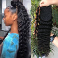 Hot Selling Grade 10a Brazilian Human Hair Wrap Ponytail Hairpiececuticle Aligned Virgin Wrap Deep Wave Ponytail
