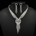 DAIHE Set-3384 South American Fashion Light Luxury Full Diamond love Tassel Earrings Necklace Two-piece Set