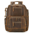 New Arrival Men's Vintage Custom Genuine Leather Laptop Backpack with Polyester Lining Waterproof & Arcuate Shoulder Strap