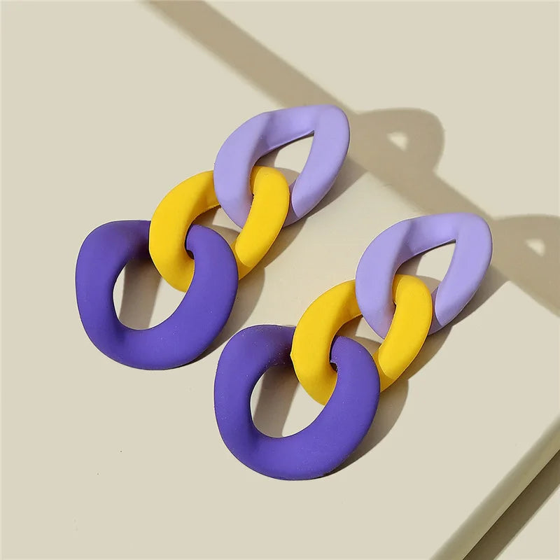 S925 Silver Needle French Retro Irregular Earrings Color Spray Paint Earrings Female Simple Joker Temperament Earrings Wholesale