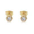 Simple Fashion 14k Gold Plated 925 Sterling Silver clear Cz Stone Hexagon Stud Earrings