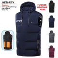 Men's Winter Heated Waterproof Hooded Vest 7 Zones 3-Level Temperature Controller Eco-Friendly Electric Clothing Stand Collar