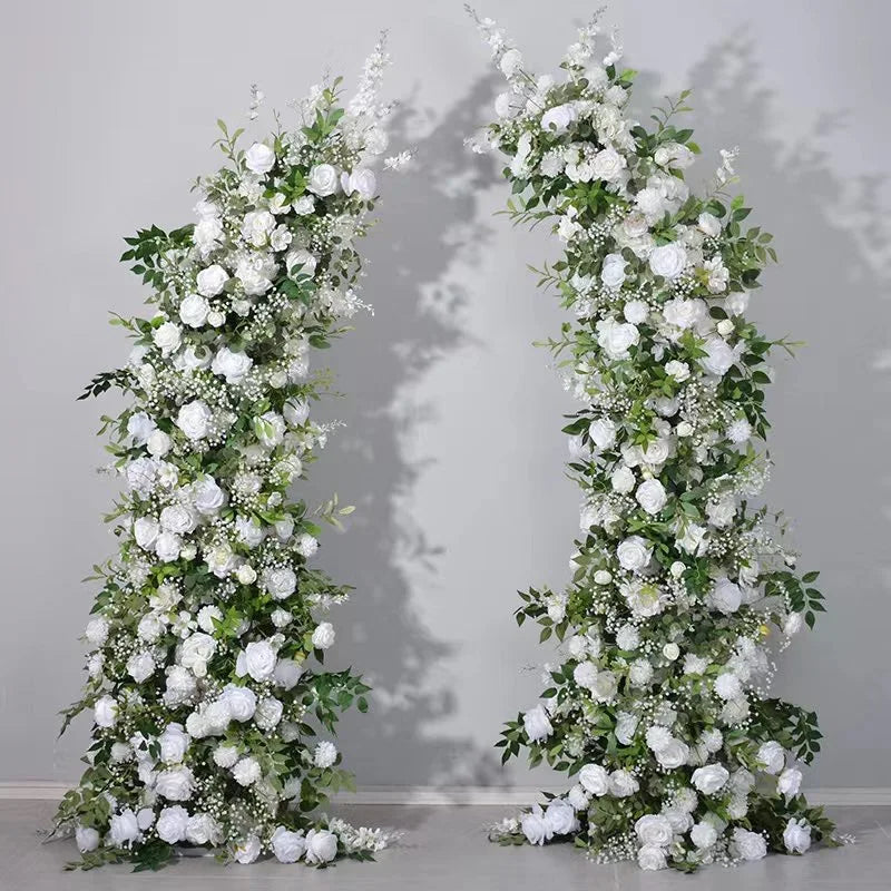 B-HOA019 Wholesale Wedding Arch Flowers Backdrop Artificial Silk Flower Arch Arrangement Horn Flower Arch Decoration