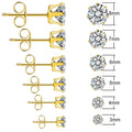 Pairs 316L Stainless Steel 18k Gold Plated Round Cubic 3A Zirconia for Men Women Diamond Stud Earrings