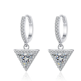Triangle Moissanite Diamond Hoop Platinum Plated 925 Silver Fine Jewelry for Women Men Certified Moissanite Stud Earrings