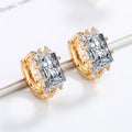 Popular Design Jewelry Supplier Square White Large Zircon Brass Women Huggie Hoop Earrings 18K Gold Plated for Women Jewelry