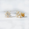 Staresgem Lab Diamond Earrings Flower Design 18K Yellow Gold Lab Grown Diamond Stud Earrings