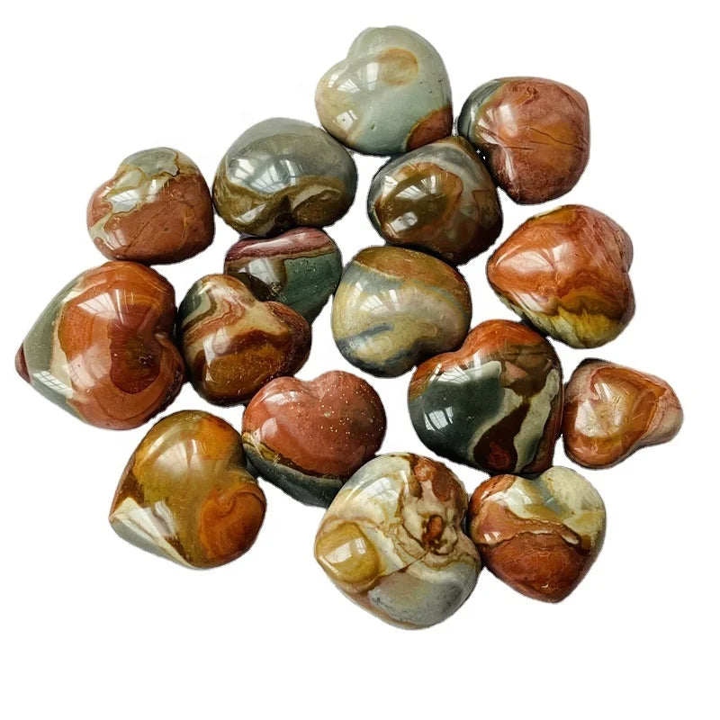 Wholesale Natural Crystal Stone Heart Ocean Jasper Polychrome Jasper Hearts