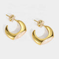 European and American Classic Retro Fashion Brass Natural Stone Gold-plated Crescent Hoop Earrings