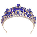 SLBRIDAL Handmade Colorful Rhinestones Crystal Pearls Bridal Tiara Headband Wedding Bridesmaids Crown Women Girls Hair Jewelry