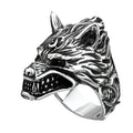 Nordic Viking Casting Ring Jewelry Stainless Steel Wolf Head Hoop Finger Rings Men