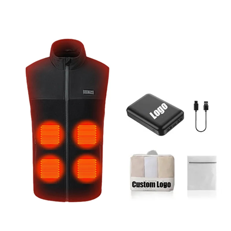 Customizable Lightweight Rechargeable USB Electric Heated Vest Mens Casual Reversible Gilet Chauffant for Winter Season
