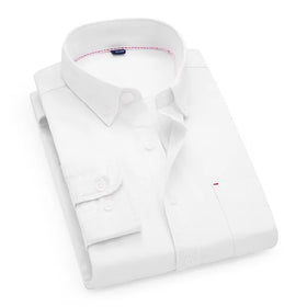 Shirt Men's New Fashion Wear Casual Cotton Oxford Men's Long-sleeved White Shirt