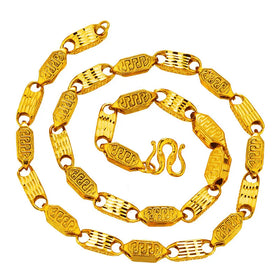 Gold Jewelry Fashion Gold Plated Imitation 999 Men's Copper Carven Design Great Wall Pattern Necklace Stall Supply