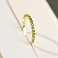 Fashion Jewelry 925 Sterling Silver Emerald Thin Ring Green Round Full Zircon Gold Plated Open Rings for Women