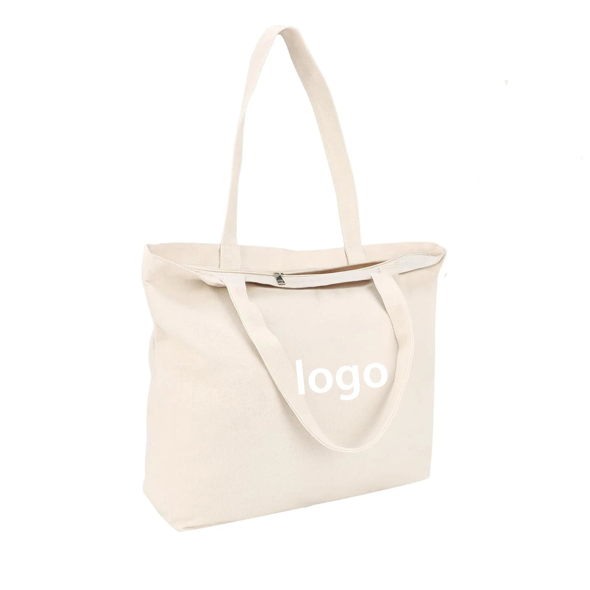 12oz Beach Travel Gift Reusable Tote Blank Natural Cotton Heavy Duty Beige Small Canvas Bag With Zipper