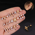 Piercing Body Jewelry 12 Mix Color Amber Lip Earring Stud 1.2x6/8x3mm Stainless Steel Labret Piercing Cartilage Wedding Gift