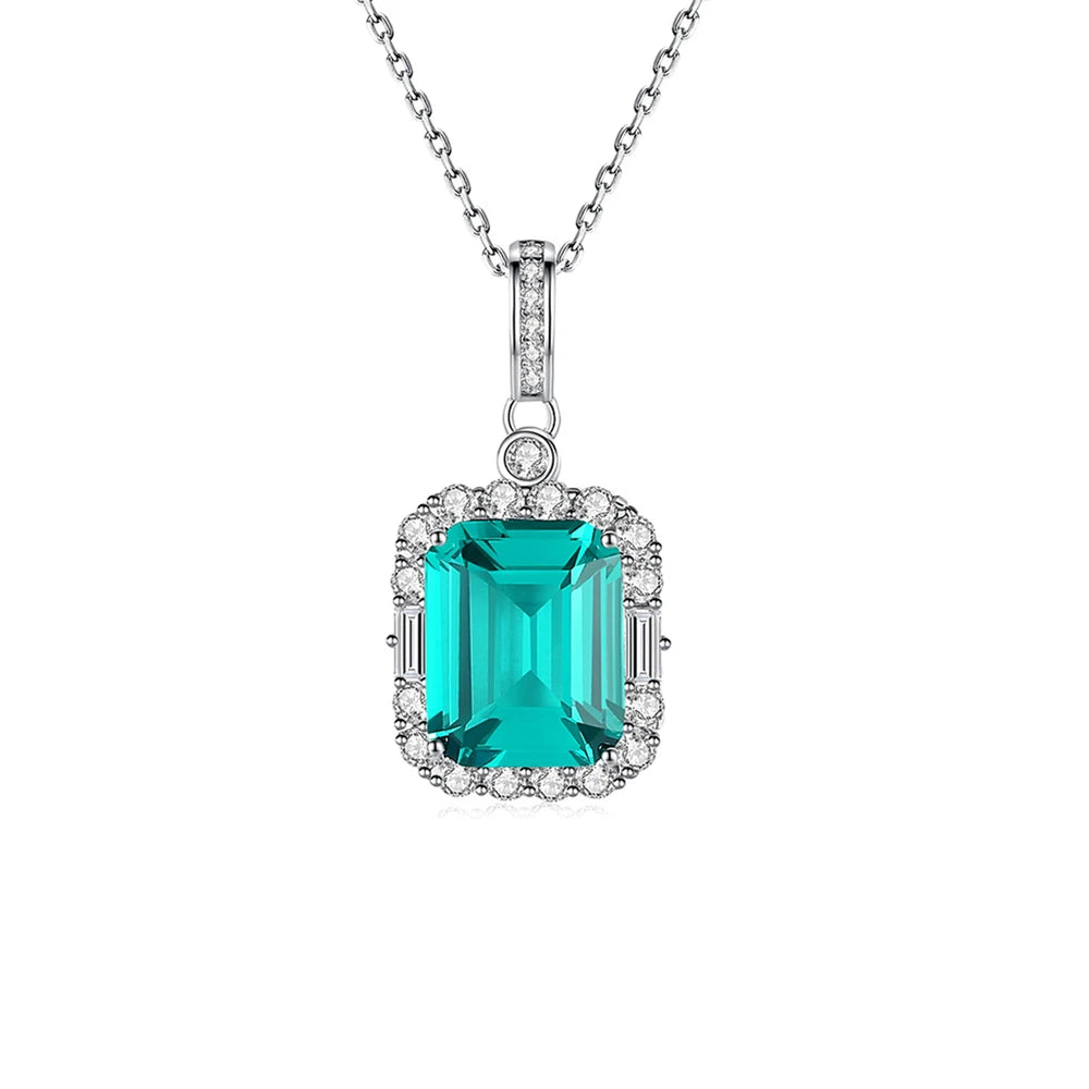 Daidan Luxury S925 Sterling Silver Necklace Jewelry Fine Green Stone Zircon Gemstone Necklace