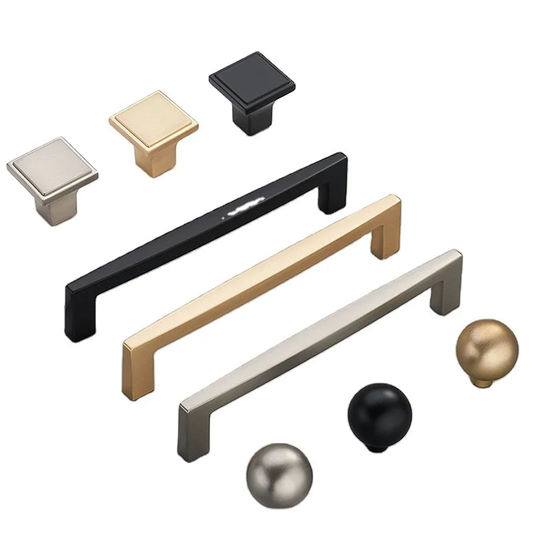 Square Black Gold Brushed Nickel Cabinet and Drawer Pull Handles for Kitchen Cupboards