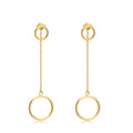 Fashionable Stainless Steel Earrings for Ladies Two Circles Long Cross Gold Hoop with Diamond Wedding Jewelry Gift