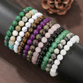 Unisex Vintage Ethnic Style Beaded Crystal Bracelet Exquisite Tiger Eye Pink Quartz Black Onyx Amethyst Anniversary