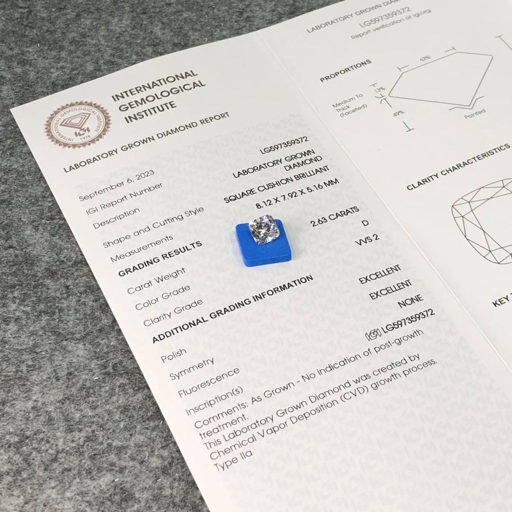 IGI  Certified 2.63ct  D VVS2 Wholesale Lab Created Diamond CVD Lab Grown Diamond