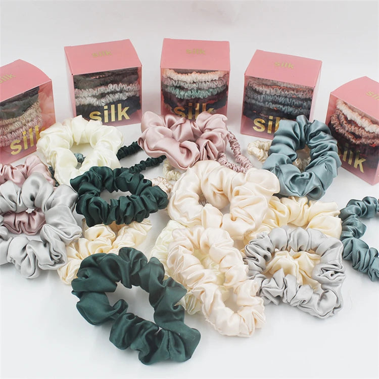 16 MM 100% Silk Hair Scrunchies Accessories Ponytail Holder Rubber Bands Elastic Hair Bands