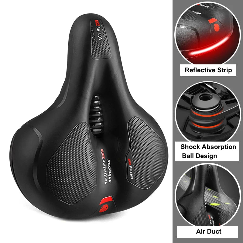 Mountain Cycling Bike Accessories Oversize Thickened Comfortable PU Leather Bicycle Big Bum Spring Saddle Hollow Seat Cushion