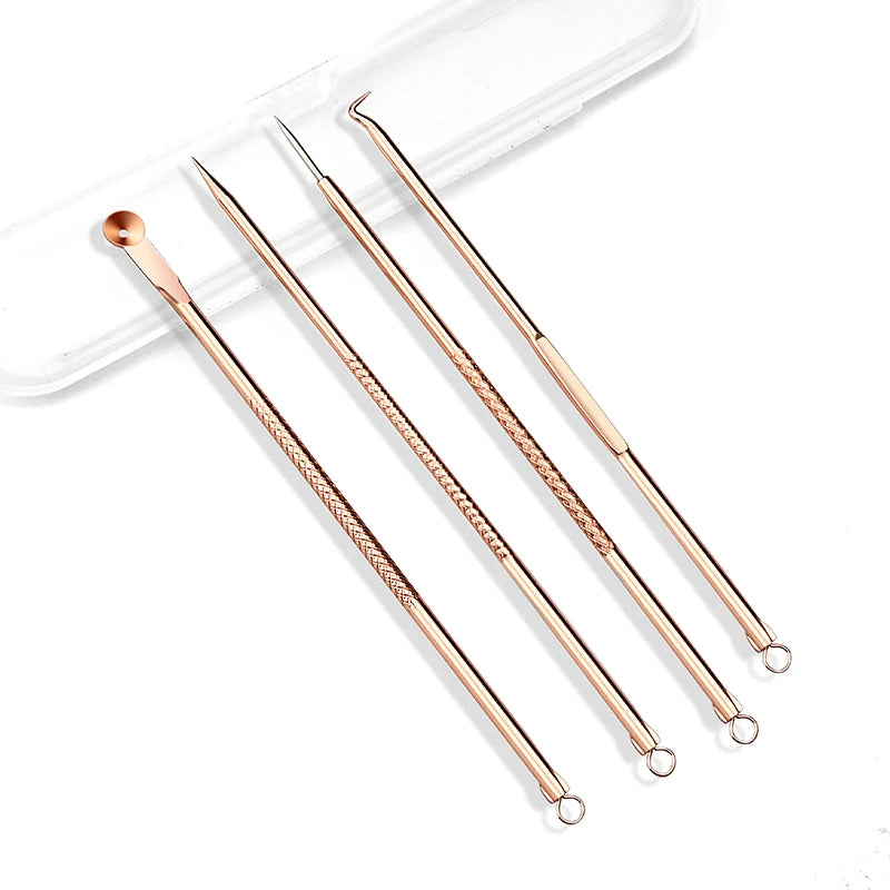 2022 Acne Tool Stainless Steel Black Head Remover Extractor Tool 4pcs Acne Needle Set With Box