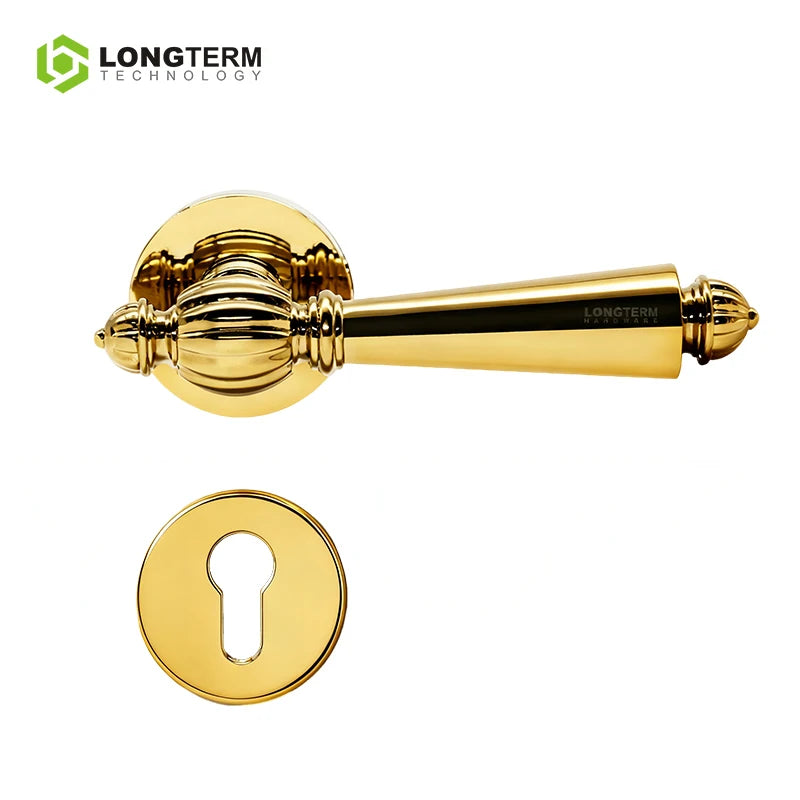 European Luxury Gold Silver Tubular Handle Mortise Lock Lever Set Zinc Alloy Door Handles for Interior Doors