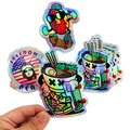 Customized Logo Printing Design Waterproof Adhesive Vinyl Laser Film Hologram Holographic Die Cut Stickers