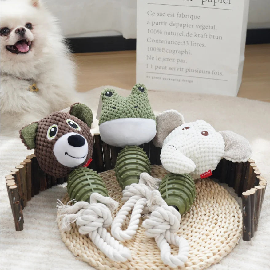 Pet Plush Barbed Dog Toy TPR Cartoon Footprints Vocalizing Dog Toys Squeaky Chew Teeth Cleaning Pet Toy