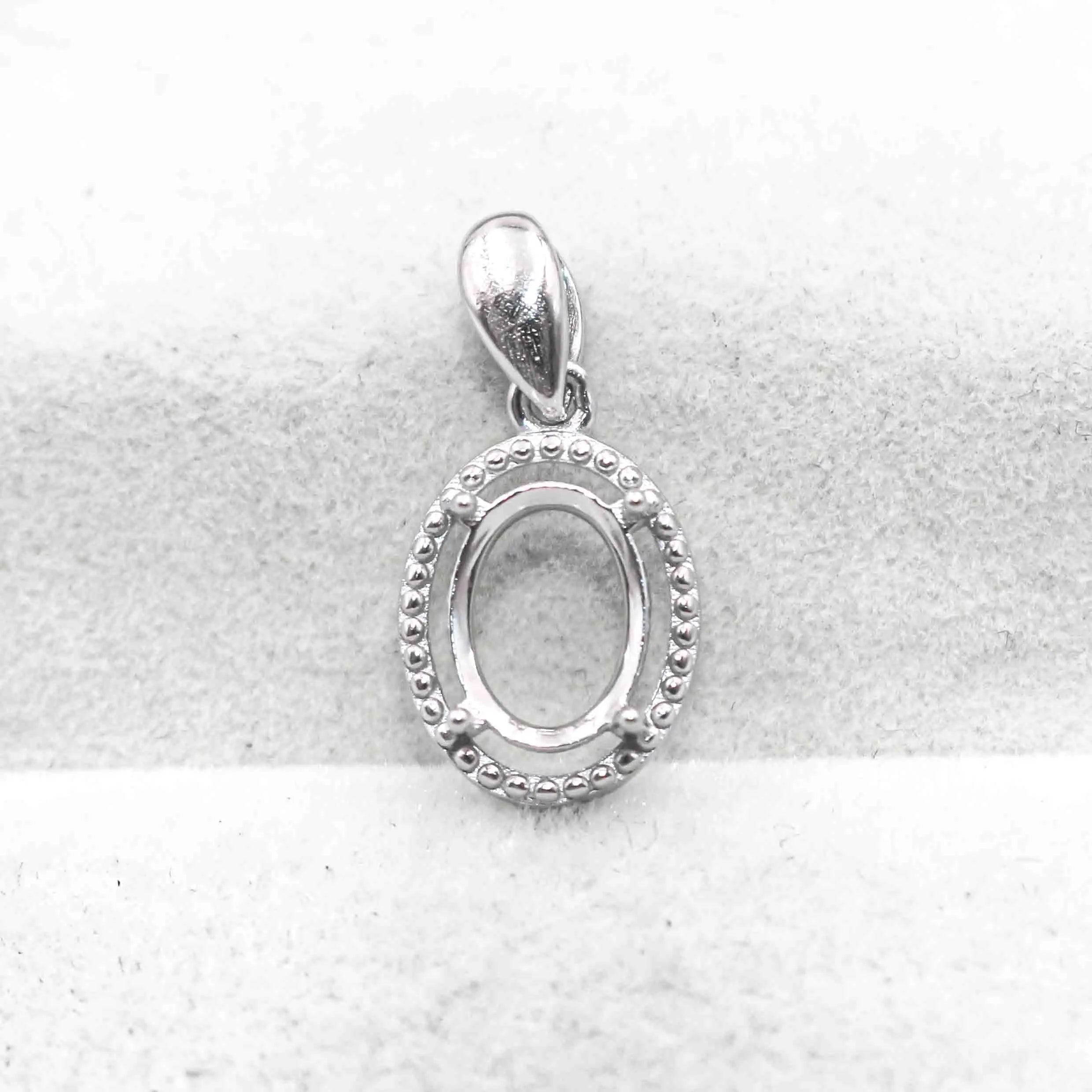 Sterling Silver 5*7/6*8/7*9/8*10mm Semi Mount Pendant Empty Support Blank Claws Setting Base Without Center Stone for DIY Inlay