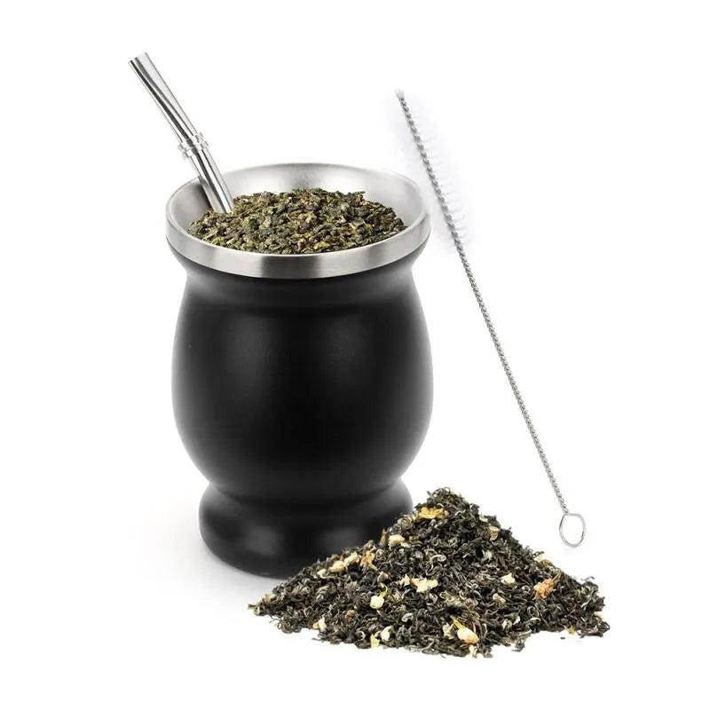 Customized Brands Logo 8oz Argentine Double Wall Stainless Steel Yerba Mate Cup Mate Gourd Mate Drinking Glass