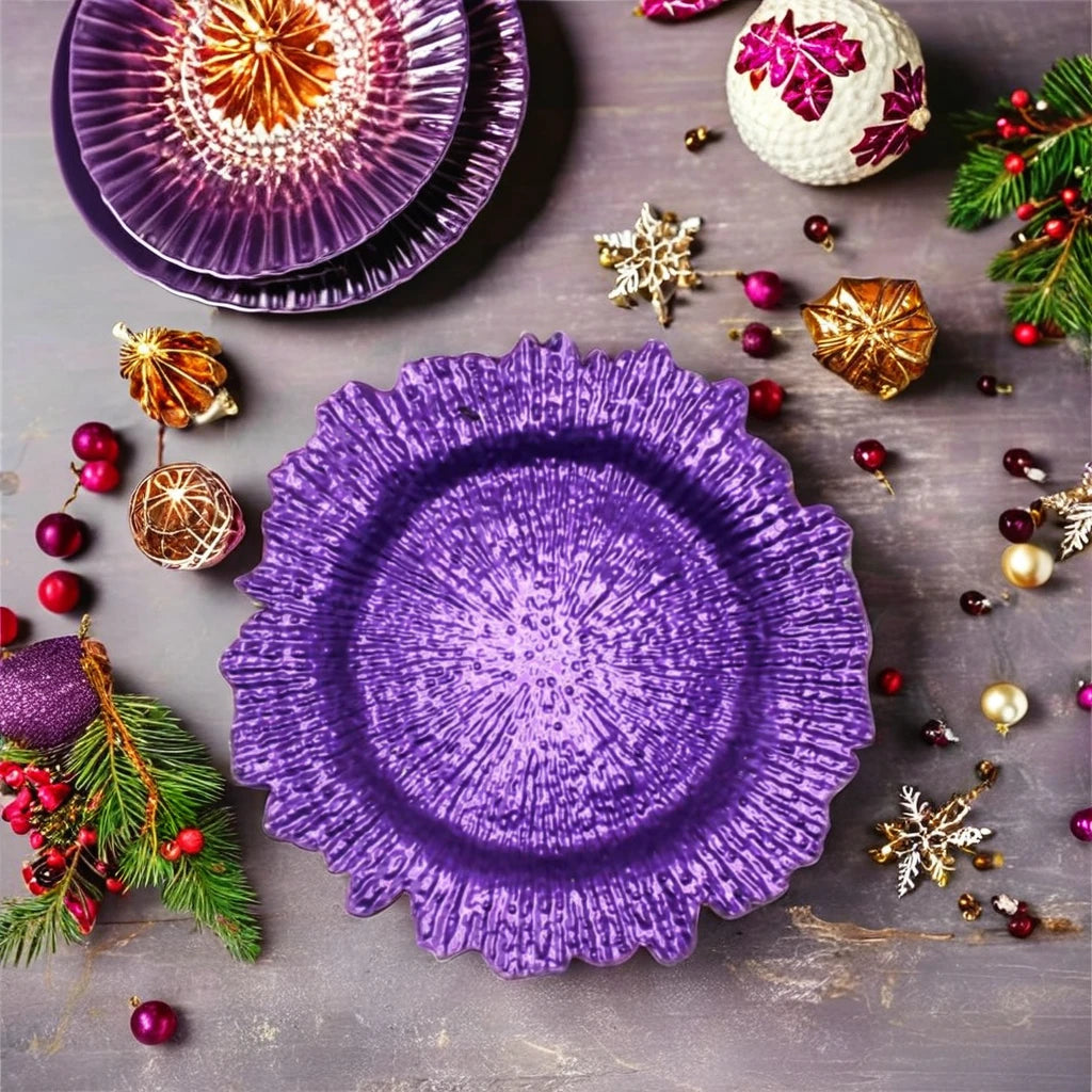 Wholesale 13 Inch Purple Blue Plastic Charger Plates Sales Price Dinner Dishes Under Plate for Decoration on Table