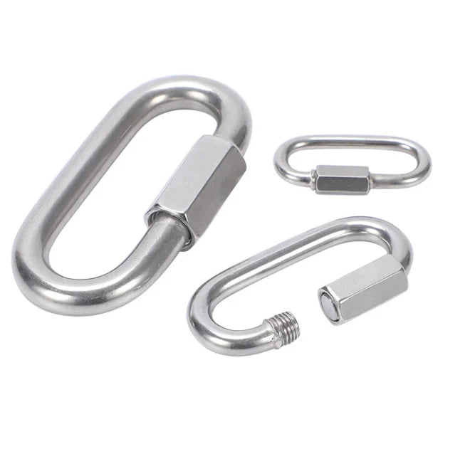 Stainless Steel Square Shape Highly Polished Sport Locking Climbing Carabiner Quick Link Carton