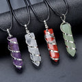 Crystal Pendant Gemstone Necklace for Women Spiritual Energy Silver Wire Wrapped Crystals Healing Hexagonal Pendant Necklace Men