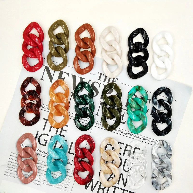 33*40mm Plastic Acrylic Link Chain with Geometric Shape for DIY Accessories and Button Manufacturer