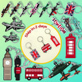 Trending Products Wholesale London PVC Keychains British Culture Keyring Charms with Big Ben Guard Plane Phone Booth in Bulk