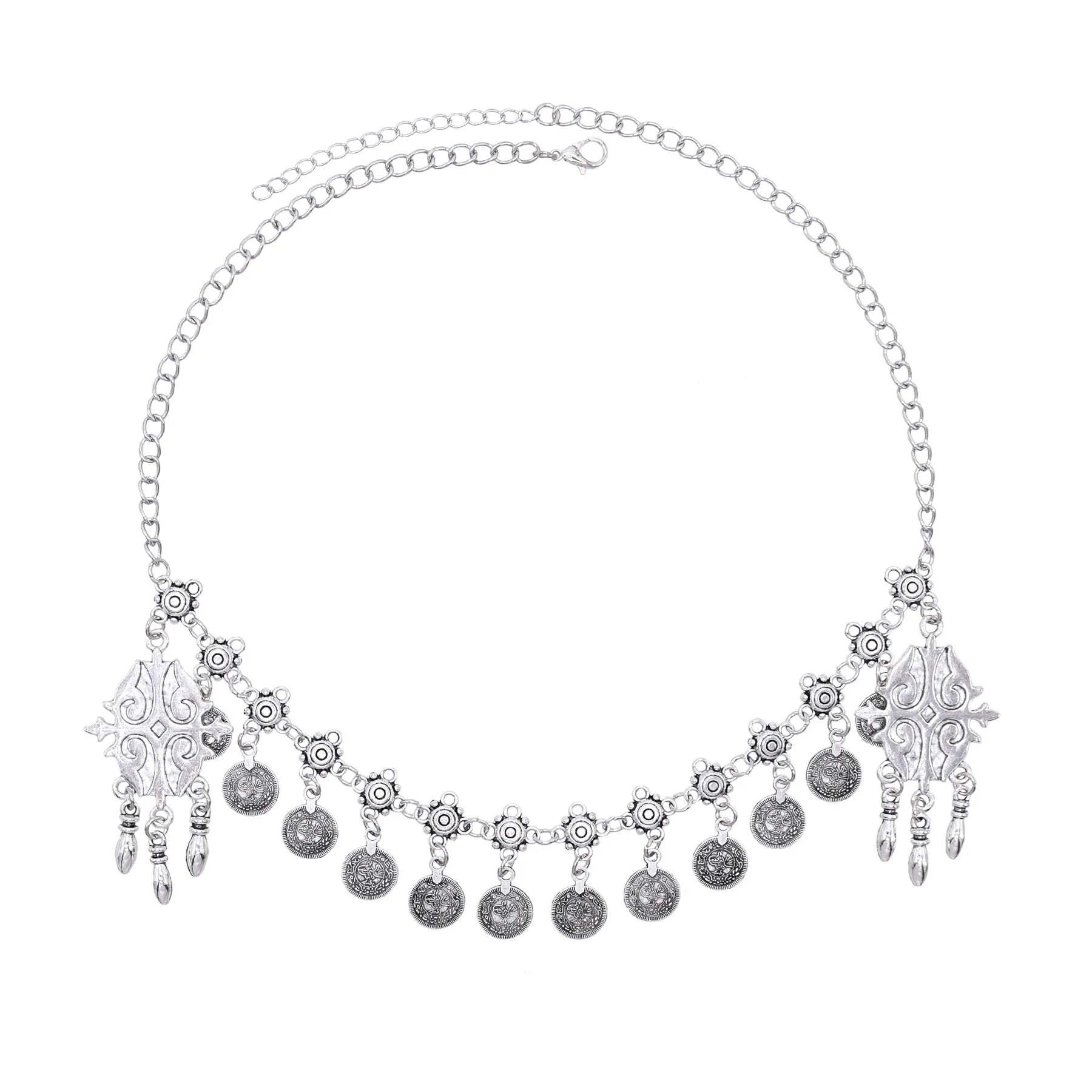 Vintage Boho Coin Headpiece for Women Turkey Asian Kazakhs Ethnic Maang Tikka Hair Jewelry Metal Coin Tassel Chains Headband