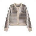 ZATRHMBM Women's Clothing 2025 New Fashion Single-breasted Knitted Jacket Retro Round Neck Long-sleeved Female Sweater