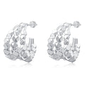 Original Brass Charm Earrings Platinum-Plated C-Shaped Triple-Loop Bead Design Trendy Custom-Made Unisex Jewelry Factory Edition