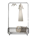 Freestanding Clothes Rack with Wheels Metal Clothing Rack for Hanging Clothes Rolling Garment Rack with Storage