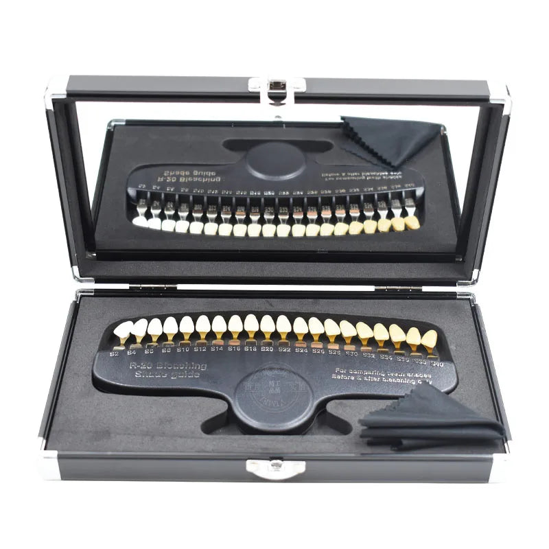 20 Colors Teeth Whitening Set 3D Shade Guide Color Comparator Mirror Dentistry Cold Light Teeth White Bleaching Dental Plate